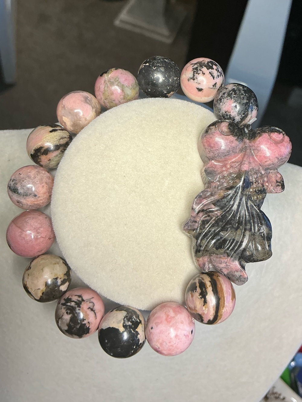 Rhodonite 13mm with Rhodonite Koi Fish
